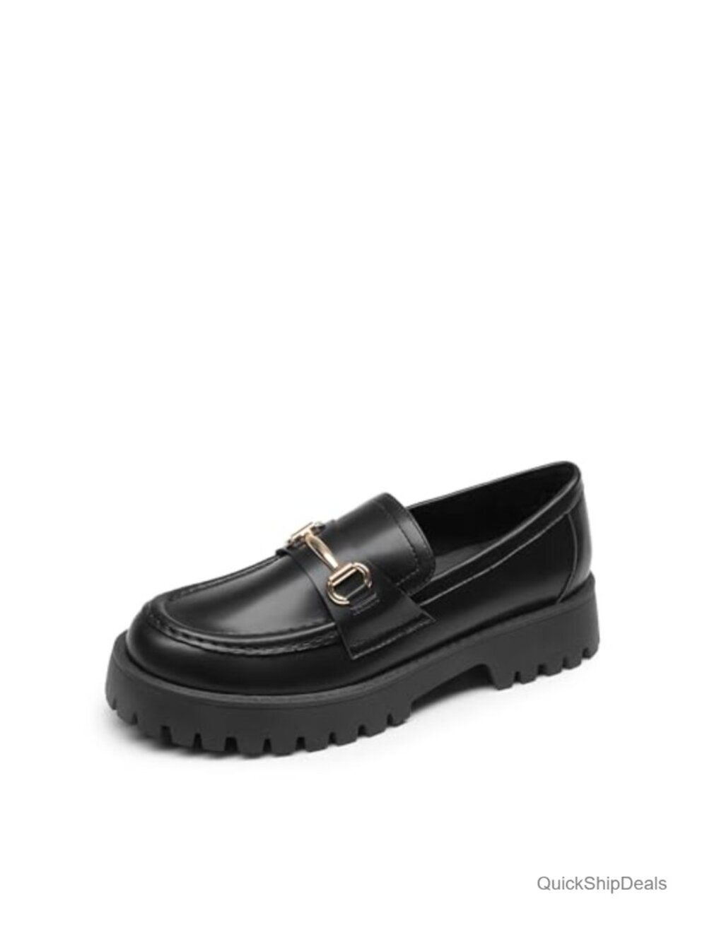 Women's Platform Chunky Loafers Faux Leather Slip-On